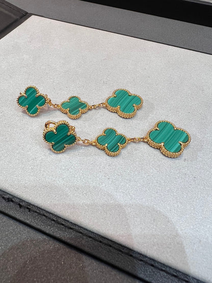 [⭐Veyra]CLOVER MALACHITE 3 MOTIFS GOLD