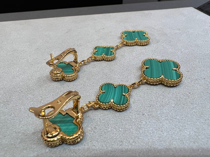 [⭐Veyra]CLOVER MALACHITE 3 MOTIFS GOLD