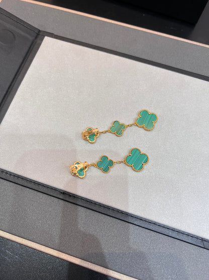 [⭐Veyra]CLOVER MALACHITE 3 MOTIFS GOLD