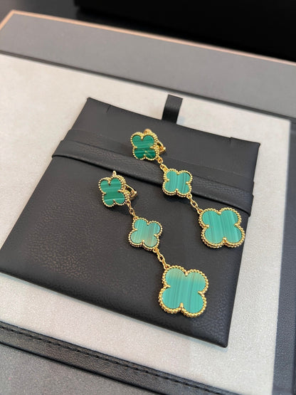 [⭐Veyra]CLOVER MALACHITE 3 MOTIFS GOLD