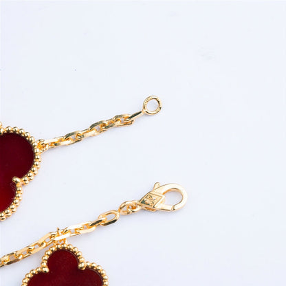 [⭐Veyra]CLOVER BRACELET 5 MOTIFS CARNELIAN TIGER EYE