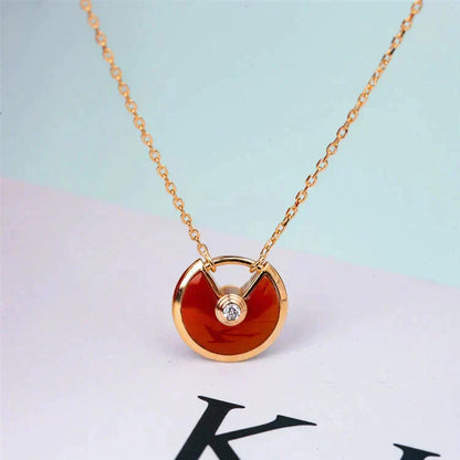 [⭐Veyra]AMULETTE GOLD CARNELIAN ONYX NECKLACE