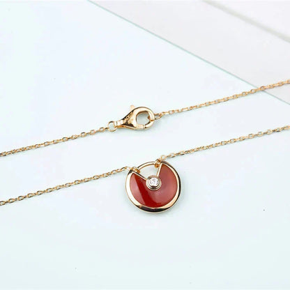 [⭐Veyra]AMULETTE GOLD CARNELIAN ONYX NECKLACE