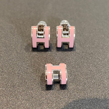 [⭐Veyra]MINI POP H SILVER EARRINGS PINK