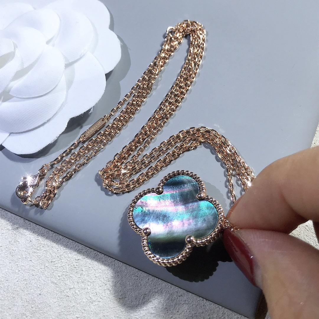 [⭐Veyra]CLOVER 25MM GOLD DARK MOP BIG CLOVER NECKLACE