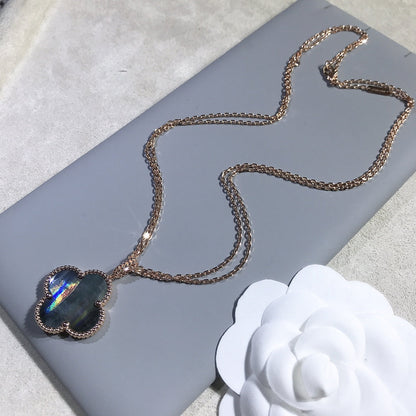 [⭐Veyra]CLOVER 25MM GOLD DARK MOP BIG CLOVER NECKLACE