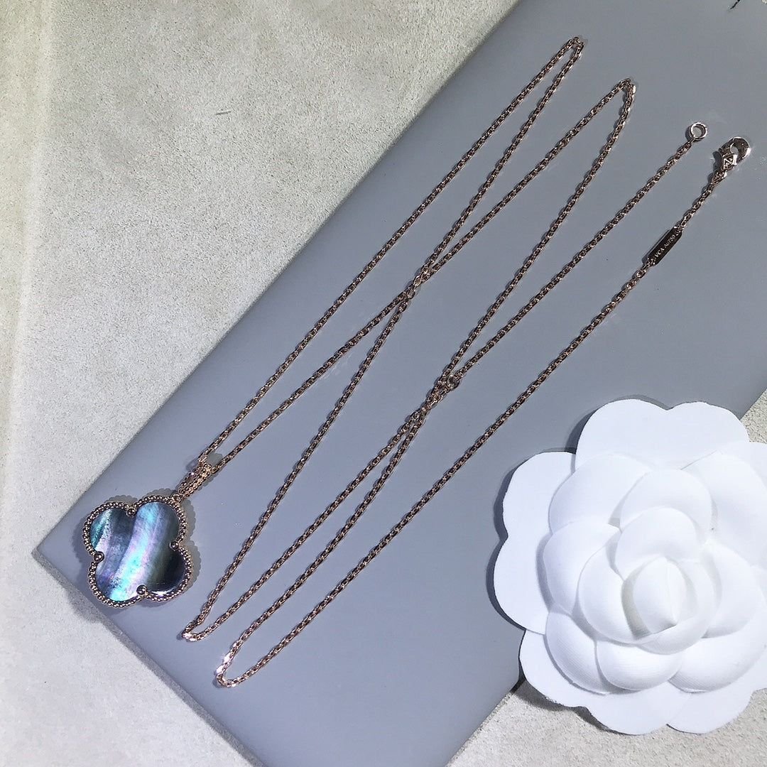 [⭐Veyra]CLOVER 25MM GOLD DARK MOP BIG CLOVER NECKLACE