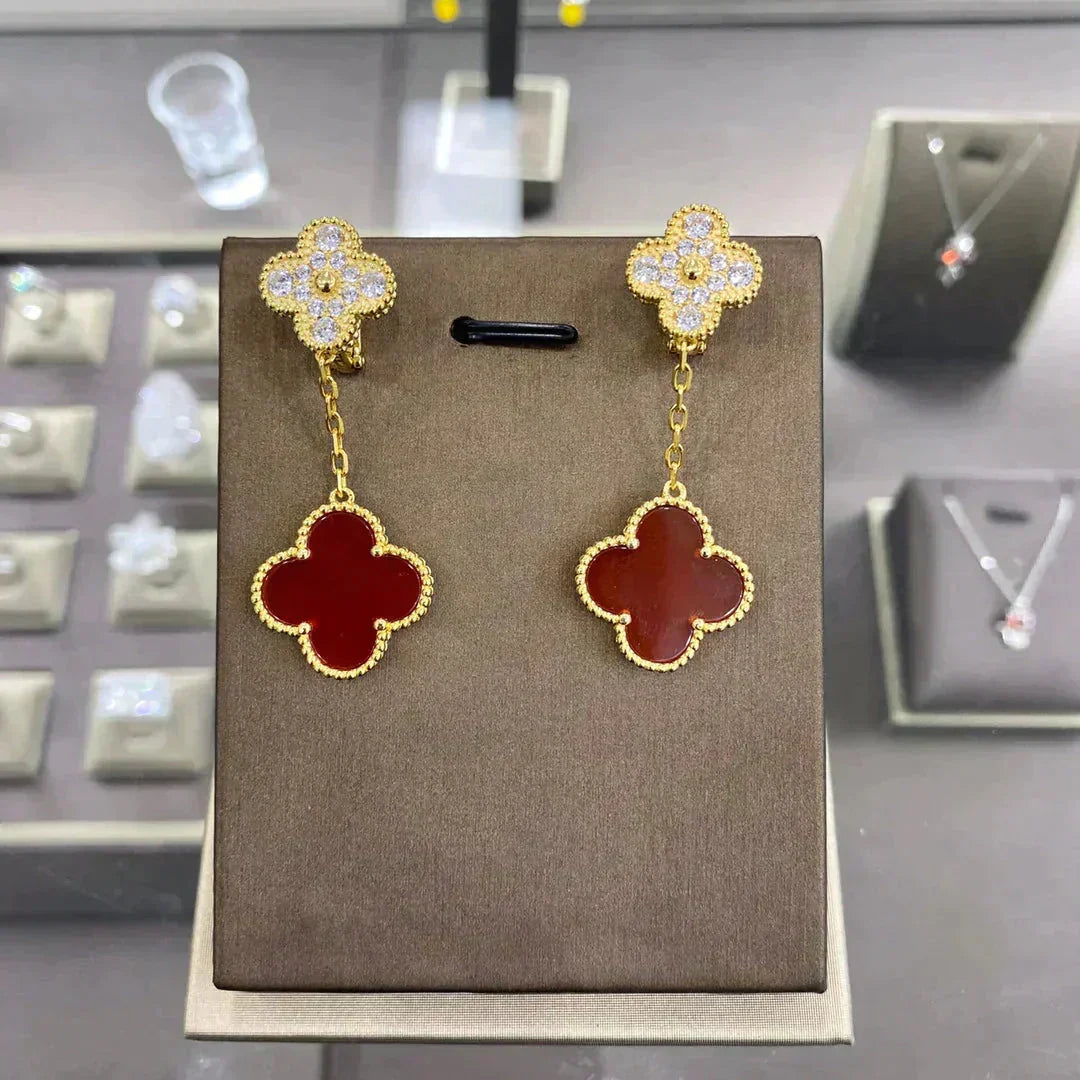 [⭐Veyra]CLOVER  2 MOTIFS  DIAMOND  EARRINGS (MULTIPLE CHOICESç´