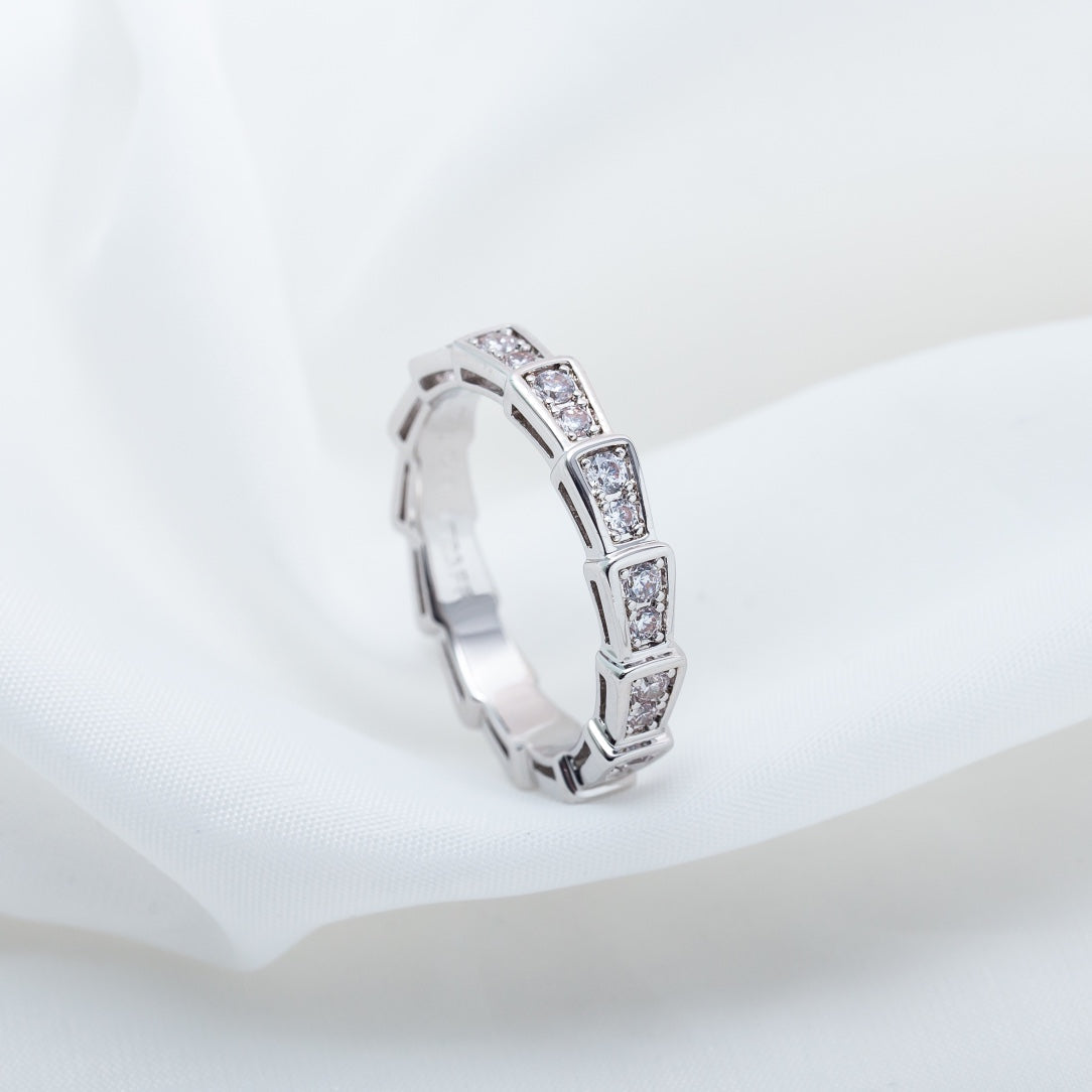 [⭐Veyra]SERPENTI RING SILVER DIAMOND PAVED 3MM