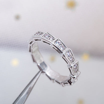 [⭐Veyra]SERPENTI RING SILVER DIAMOND PAVED 3MM