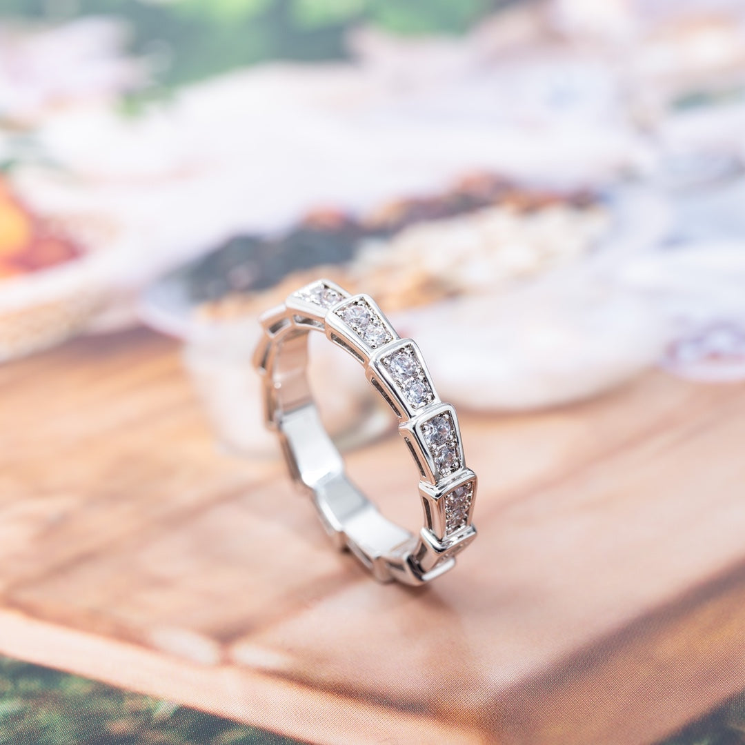 [⭐Veyra]SERPENTI RING SILVER DIAMOND PAVED 3MM