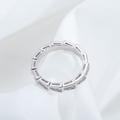 [⭐Veyra]SERPENTI RING SILVER DIAMOND PAVED 3MM