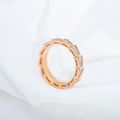 [⭐Veyra]SERPENTI RING PINK GOLD DIAMOND PAVED 3MM