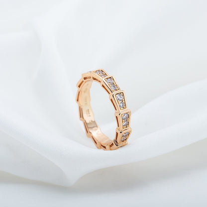 [⭐Veyra]SERPENTI RING PINK GOLD DIAMOND PAVED 3MM