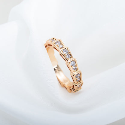 [⭐Veyra]SERPENTI RING PINK GOLD DIAMOND PAVED 3MM
