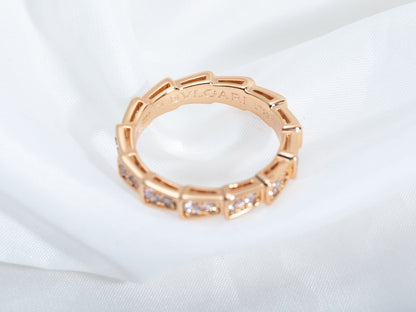 [⭐Veyra]SERPENTI RING PINK GOLD DIAMOND PAVED 3MM