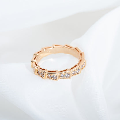 [⭐Veyra]SERPENTI RING PINK GOLD DIAMOND PAVED 3MM