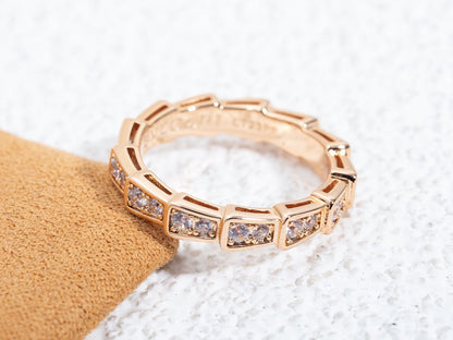 [⭐Veyra]SERPENTI RING PINK GOLD DIAMOND PAVED 3MM
