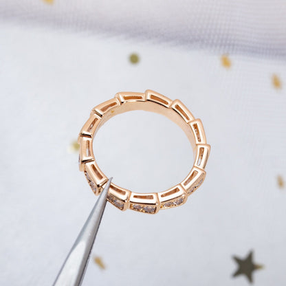 [⭐Veyra]SERPENTI RING PINK GOLD DIAMOND PAVED 3MM