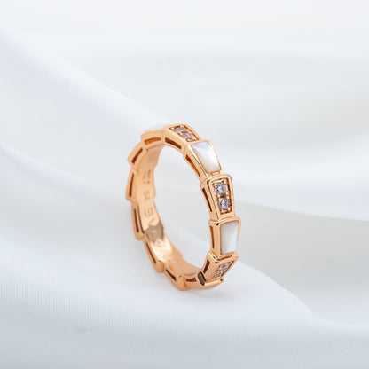 [⭐Veyra]SERPENTI RING PINK GOLD DIAMOND MOP 3MM