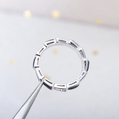 [⭐Veyra]SERPENTI RING SILVER  DIAMOND BLACK MOP 3MM