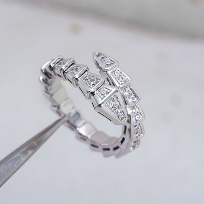[⭐Veyra]SERPENTI RING SILVER DIAMOND PAVED 4MM