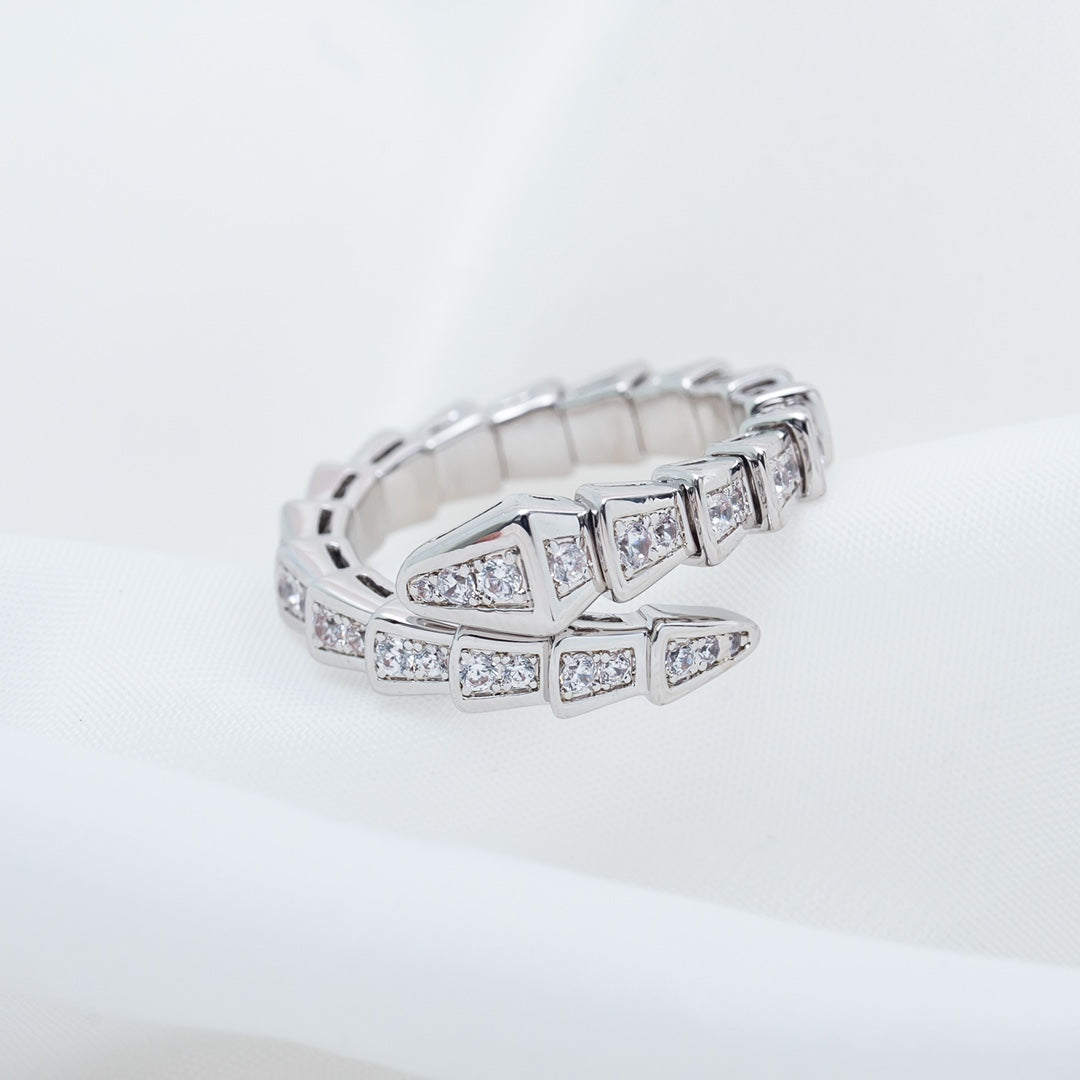 [⭐Veyra]SERPENTI RING SILVER DIAMOND PAVED 4MM