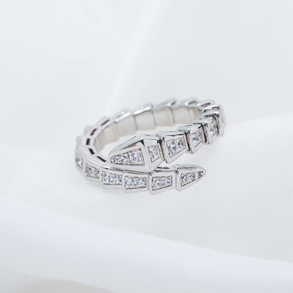 [⭐Veyra]SERPENTI RING SILVER DIAMOND PAVED 4MM