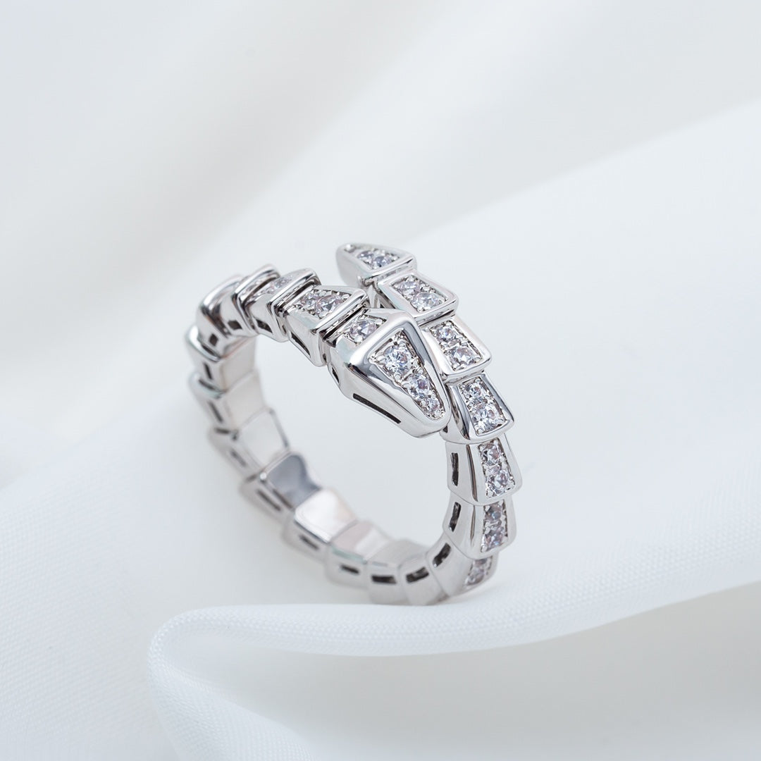 [⭐Veyra]SERPENTI RING SILVER DIAMOND PAVED 4MM