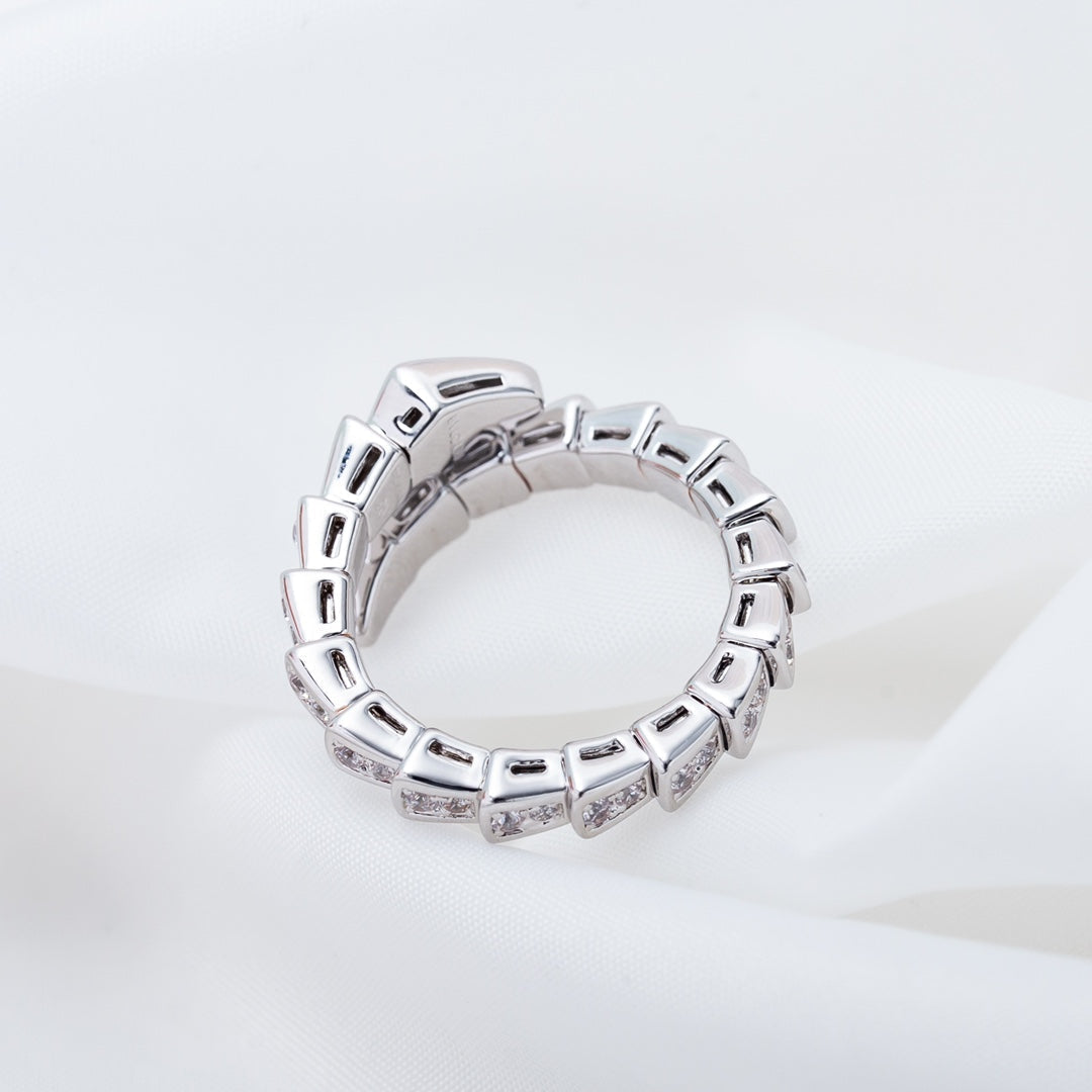 [⭐Veyra]SERPENTI RING SILVER DIAMOND PAVED 4MM