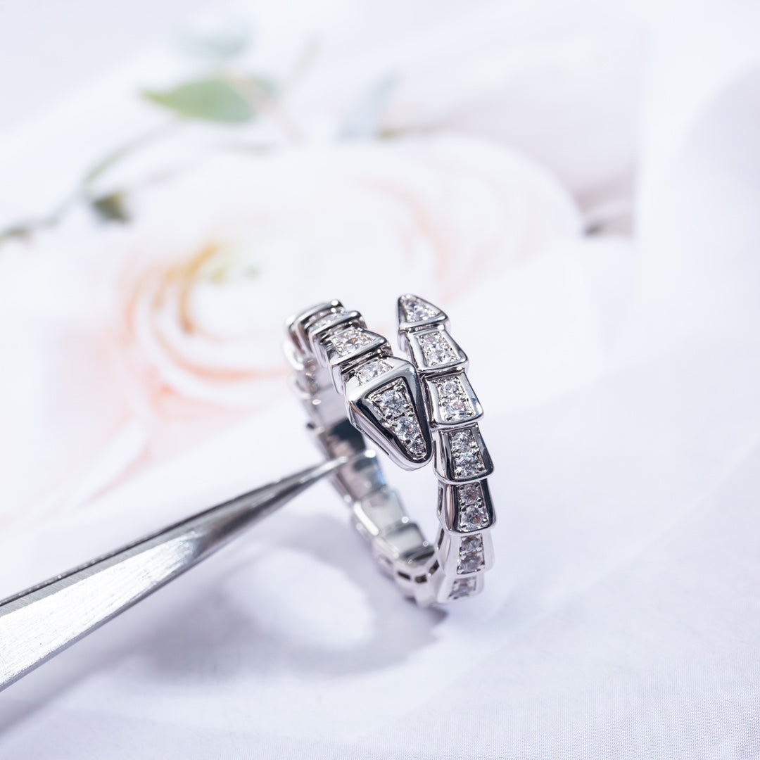 [⭐Veyra]SERPENTI RING SILVER DIAMOND PAVED 4MM
