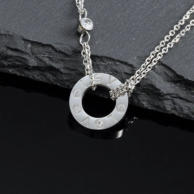 [⭐Veyra]LOVE NECKLACE 16MM 2 DIAMONDS
