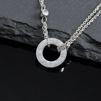 [⭐Veyra]LOVE NECKLACE 16MM 2 DIAMONDS