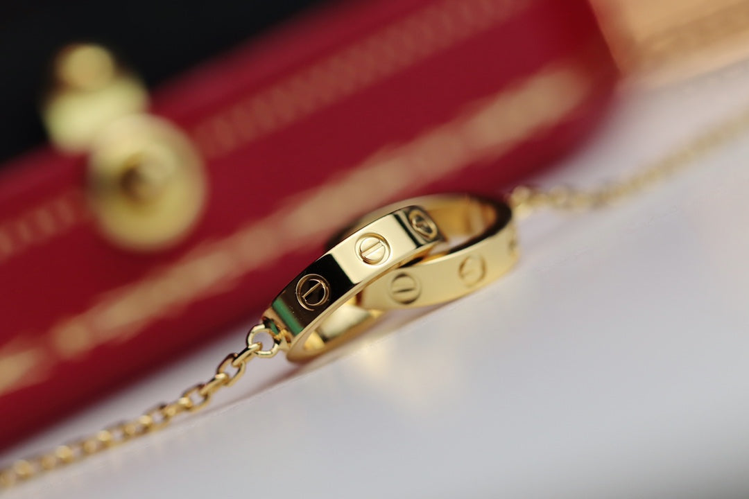 [⭐Veyra]LOVE NECKLACE DOUBLE RING GOLD