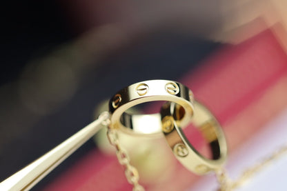 [⭐Veyra]LOVE NECKLACE DOUBLE RING GOLD