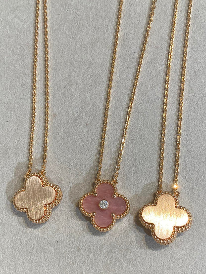 [⭐Veyra]CLOVER 15MM DIAMOND RHODONITE NECKLACE
