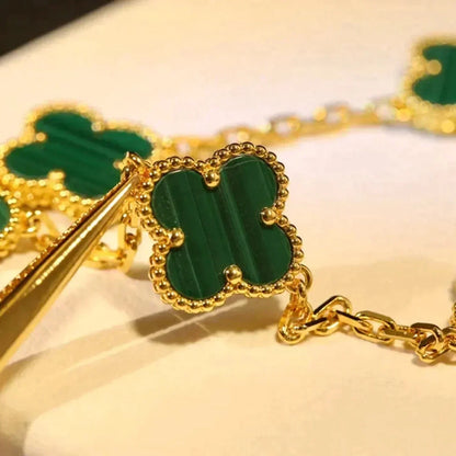 [⭐Veyra] CLOVER 5 MOTIF MALACHITE BRACELET COLLECTION