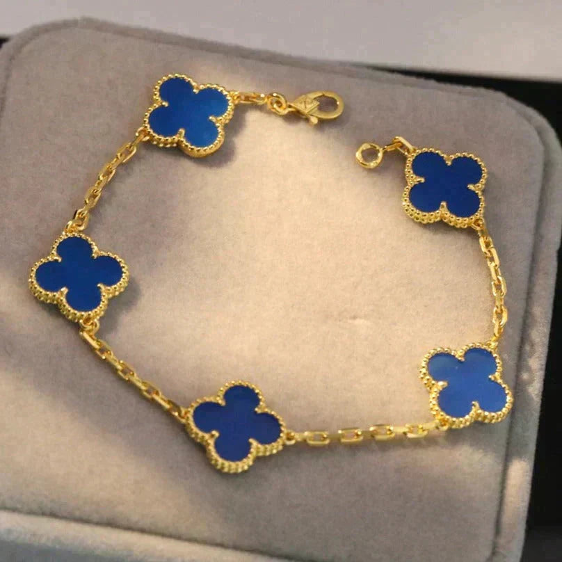 [⭐Veyra] CLOVER 5 MOTIF BLUE AGATE BRACELET COLLECTION
