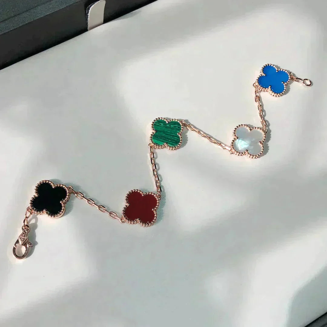 [⭐Veyra]CLOVER 5 MOTIFS MULTICOLOR BRACELET