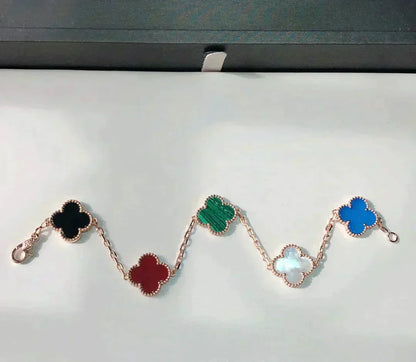 [⭐Veyra]CLOVER 5 MOTIFS MULTICOLOR BRACELET