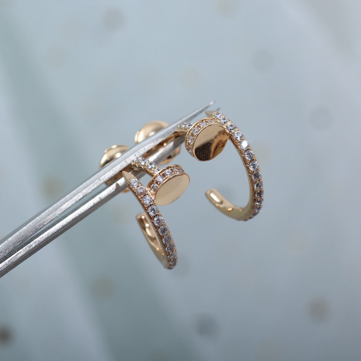 [⭐Veyra]JUSTE EARRINGS 12.75MM PINK GOLD DIAMOND