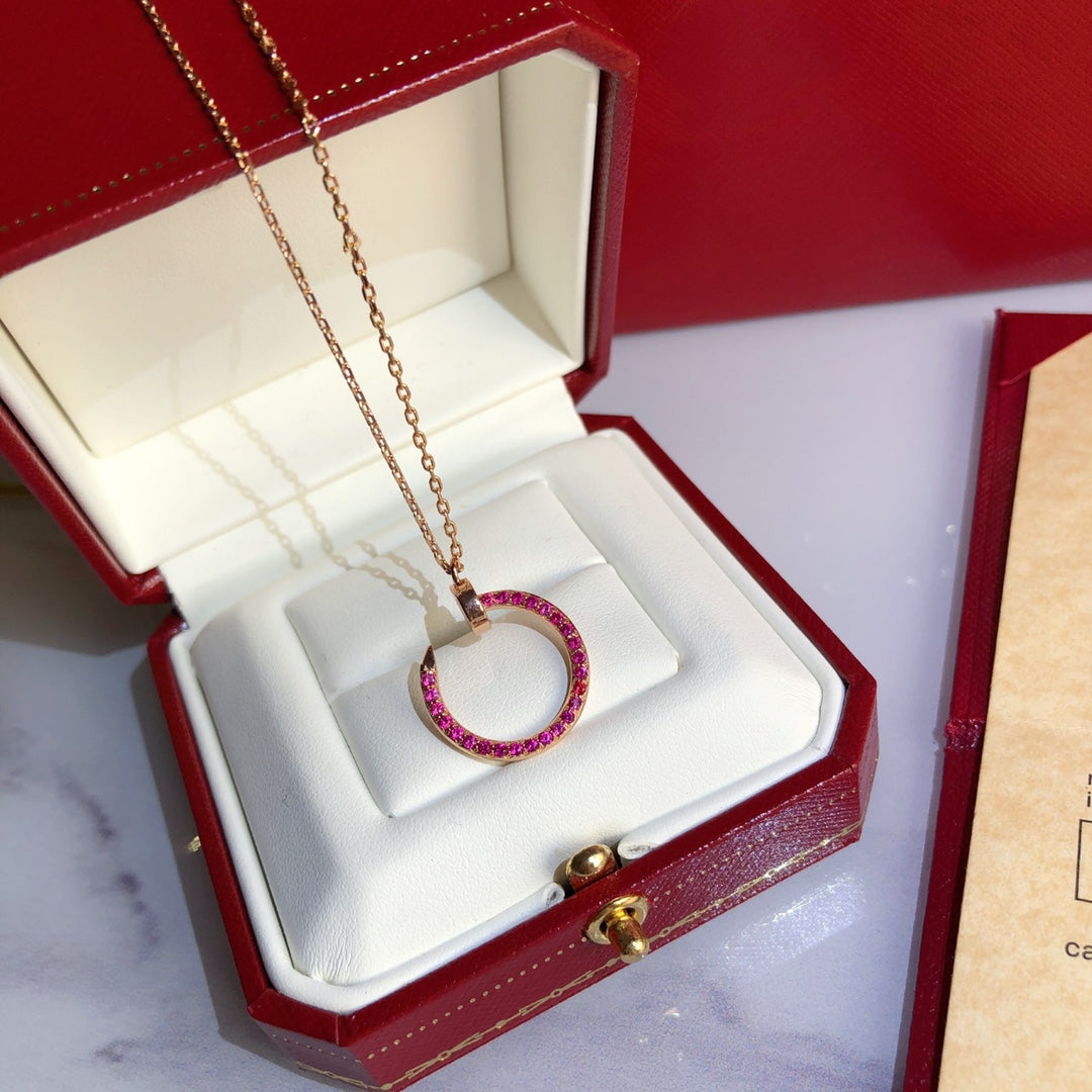 [⭐Veyra]JUSTE NECKLACE GOLD RED DIAMONDS