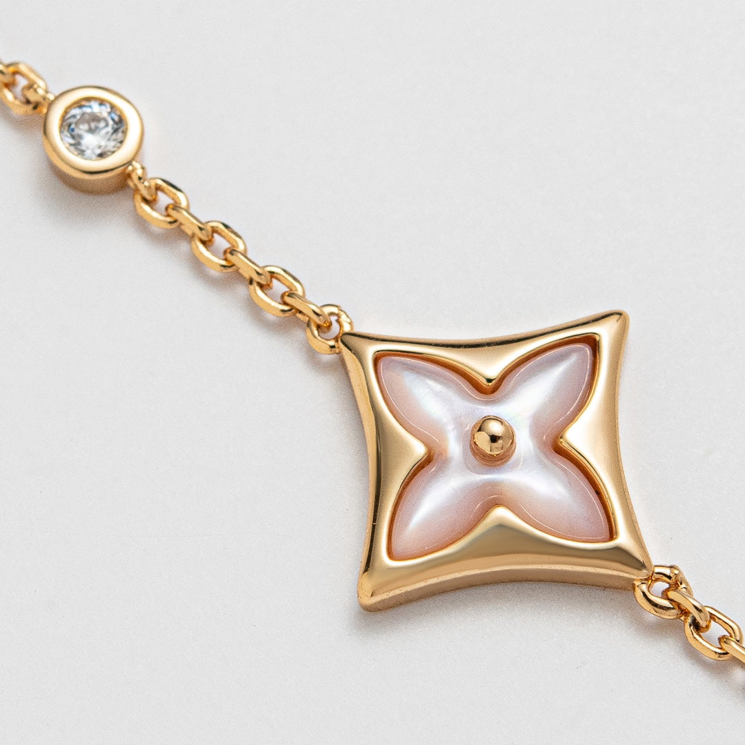 [⭐Veyra]STAR 1 DIAMOND PINK GOLD BRACELET