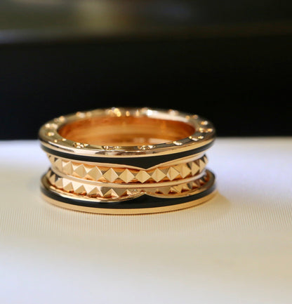 [⭐Veyra]ZERO 1 PINK GOLD BLACK CERAMIC RING