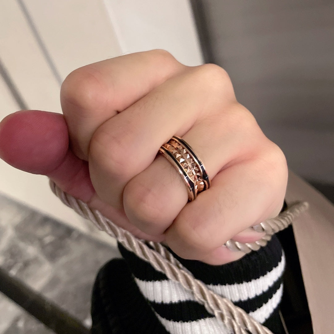[⭐Veyra]ZERO 1 PINK GOLD BLACK CERAMIC RING