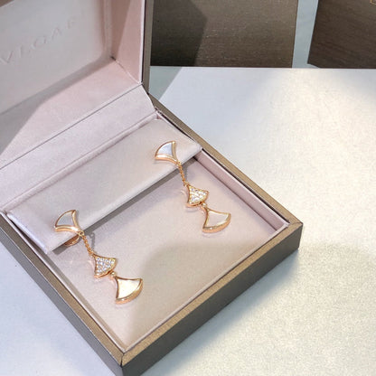 [⭐Veyra]DREAM EARRINGS 3 MOTIFS DIAMOND MOP PINK GOLD