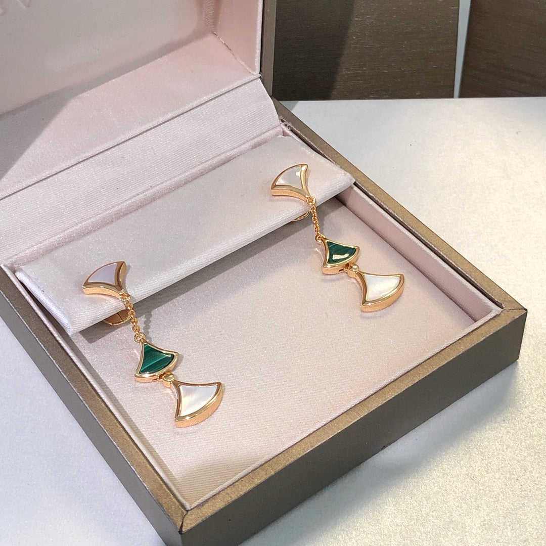 [⭐Veyra]DREAM EARRINGS 3 MOTIFS MALACHITE MOP PINK GOLD