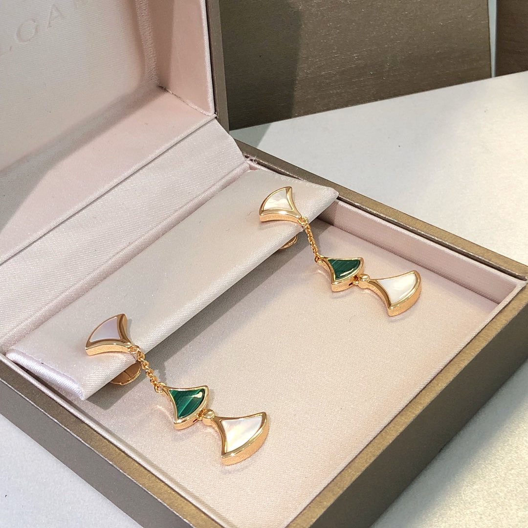 [⭐Veyra]DREAM EARRINGS 3 MOTIFS MALACHITE MOP PINK GOLD