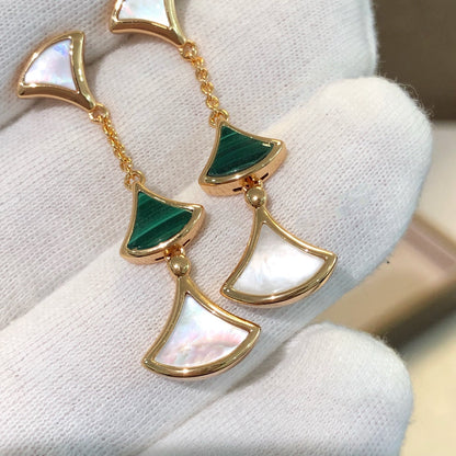 [⭐Veyra]DREAM EARRINGS 3 MOTIFS MALACHITE MOP PINK GOLD