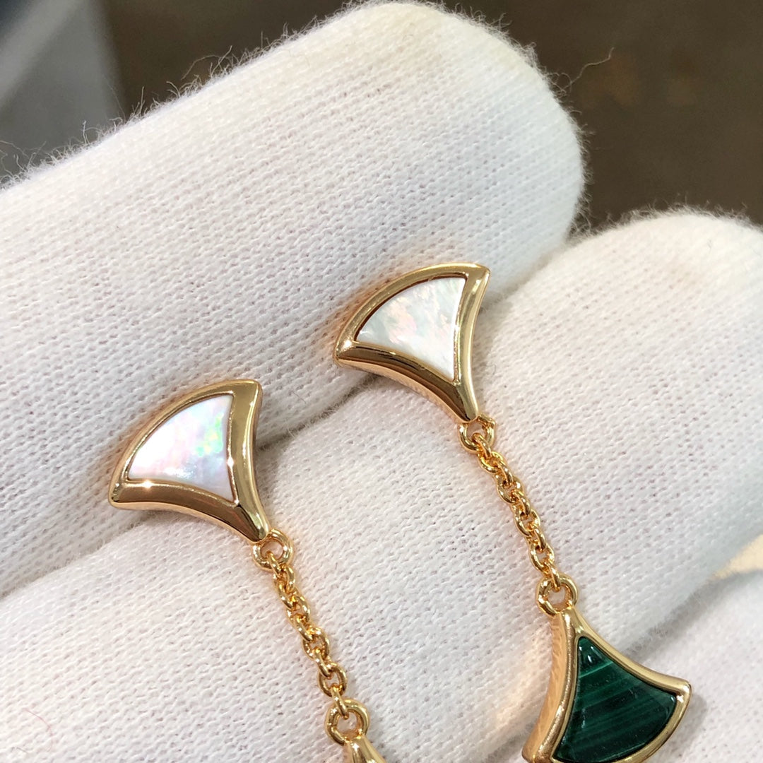 [⭐Veyra]DREAM EARRINGS 3 MOTIFS MALACHITE MOP PINK GOLD